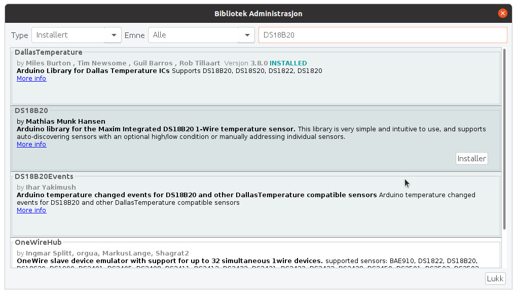 Bibliotek DallasTemperature